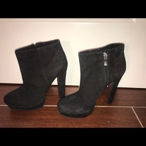 Black suede BCBG platform booties